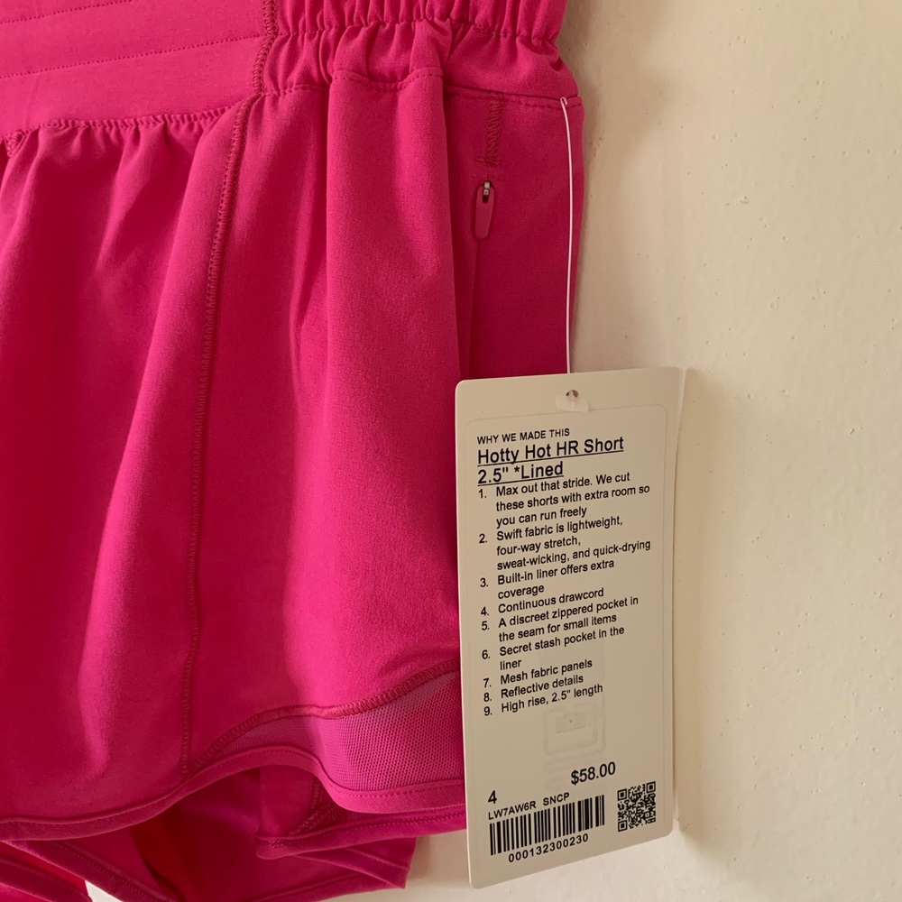 lululemon Hotty Hot HR Lined Short 2.5" Sonic Pink Size 4 New BNWT - Picture 3 of 15